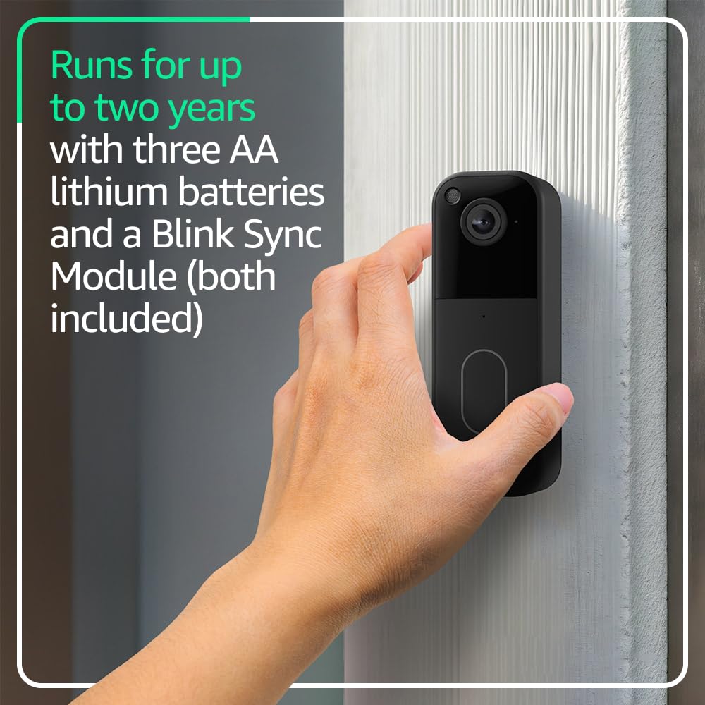 Video Doorbell – Head-To-Toe HD View, Two-Year Battery Life, and Simple Setup. Sync Module Core Included – System (Black)