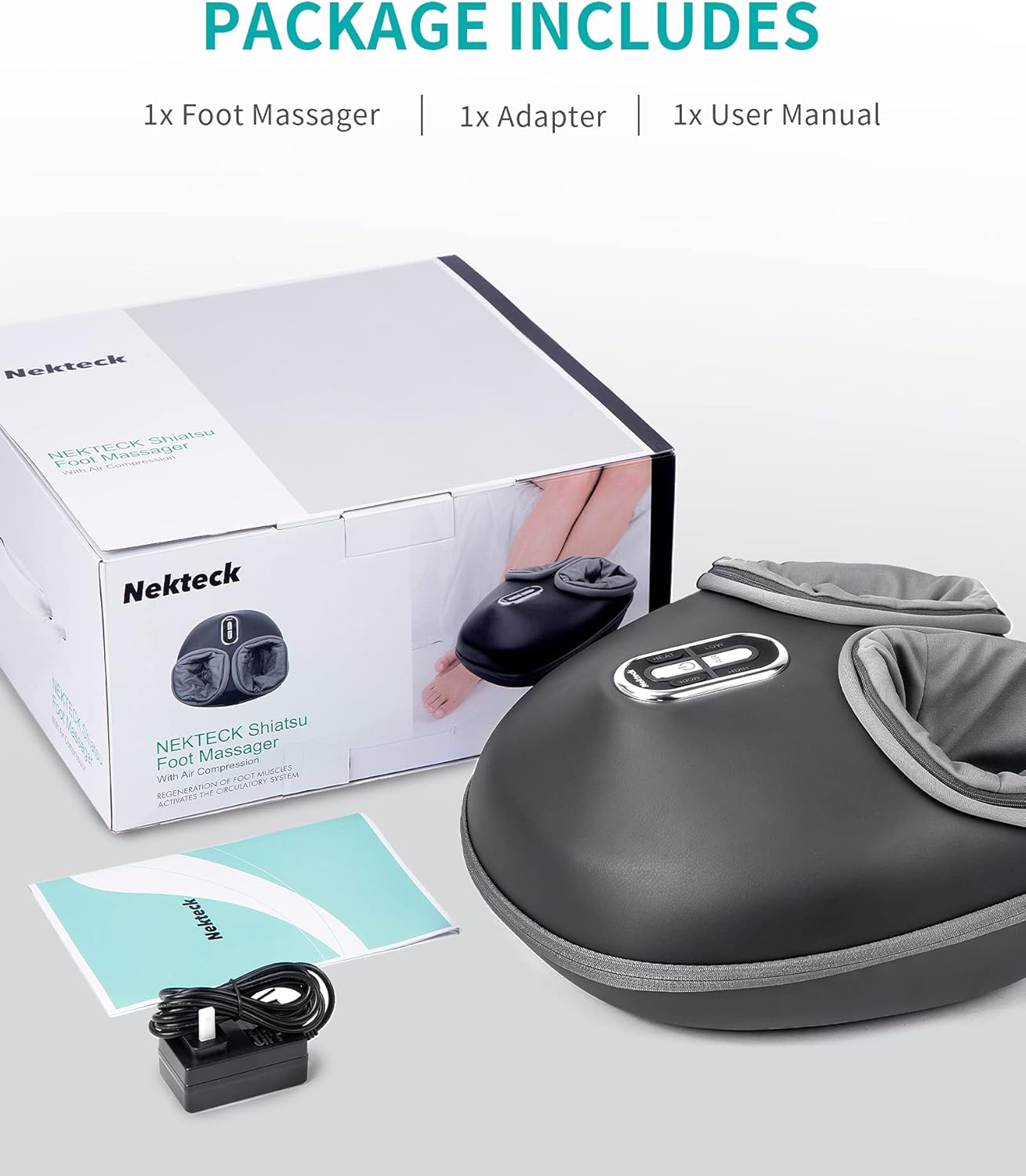 Shiatsu Foot Massager with Heat, Deep Kneading Therapy Air Compression, Feet Massage Improve Blood Circulation Foot Wellness Soothing Pain Relief, Relax for Home Office Use