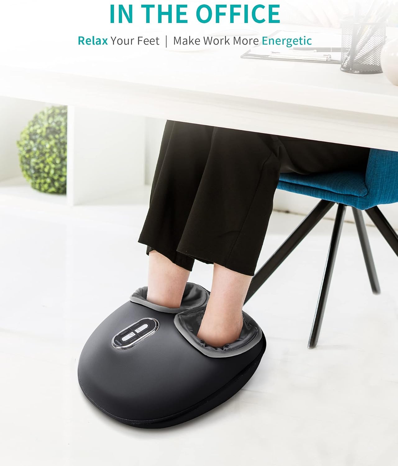 Shiatsu Foot Massager with Heat, Deep Kneading Therapy Air Compression, Feet Massage Improve Blood Circulation Foot Wellness Soothing Pain Relief, Relax for Home Office Use