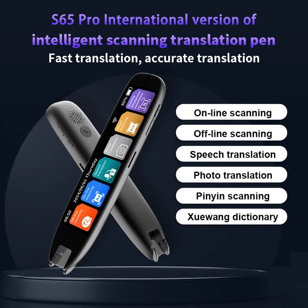 S65Pro Dictionary Translation Pen Scan Reader Device Text Scanning Reading Translator Wifi/Bt Connection Online Photo Translate