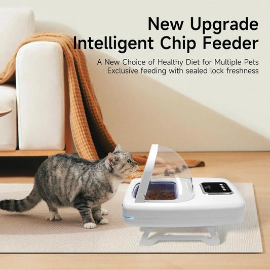 Automatic Pet Feeder with Collar Sensor, anti Food Grabing, Intelligent Feeding, Microchip Cat Feeder for Cats Medium-Sized Dogs